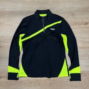 Fila Sport Running Full Zip Jacket Women’s Size Large Black Volt Green Athletic